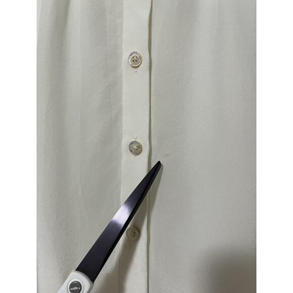 AYR Womens New Age Silk Blend Button Down Shirt Size M White Classic Semi Sheer - Picture 8 of 8